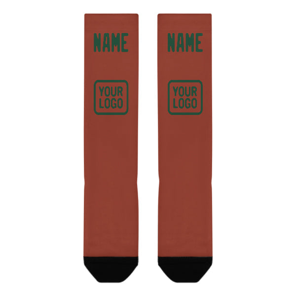 Custom Coral Red Green Knee-High Sock