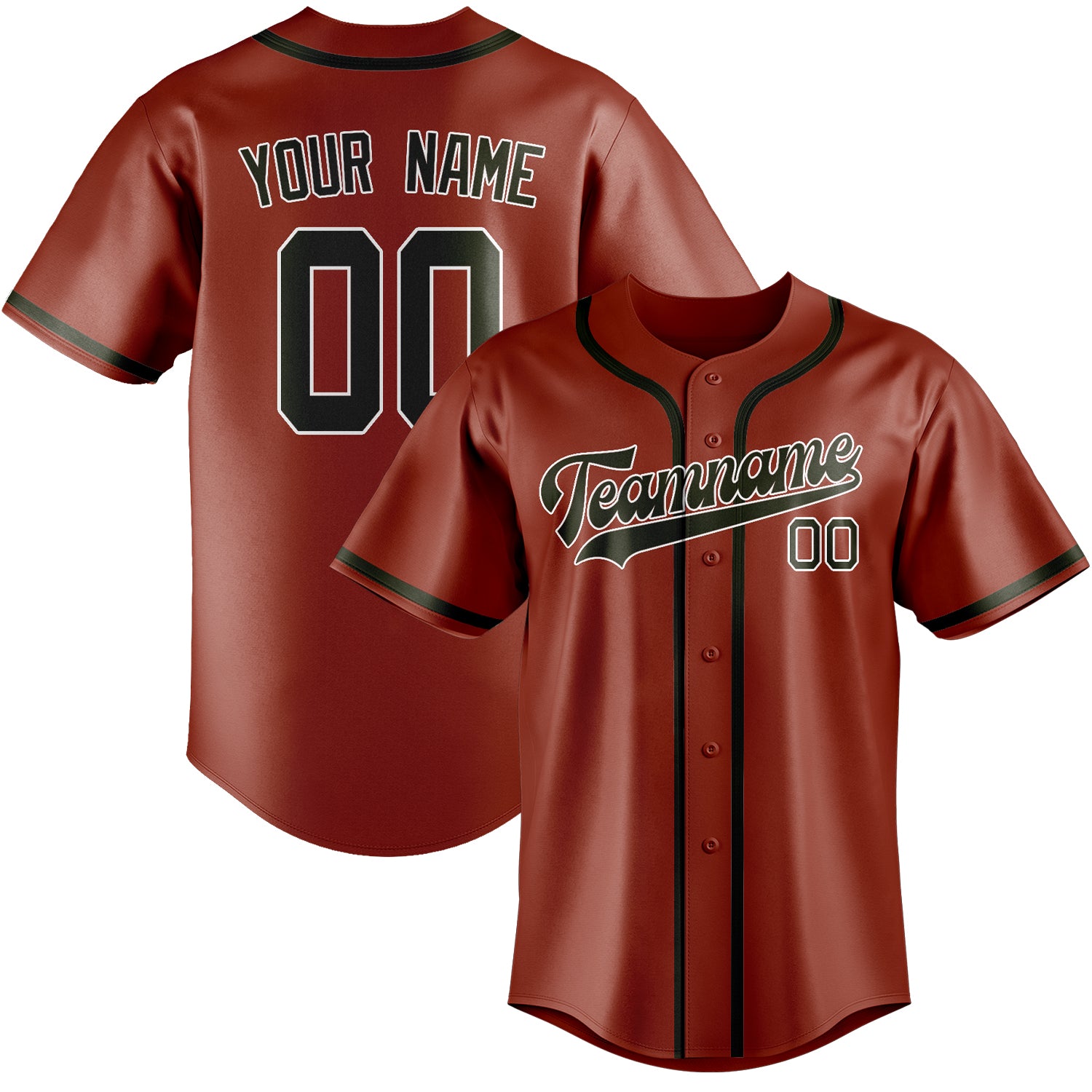 Custom Coral Red Olive Baseball Jersey