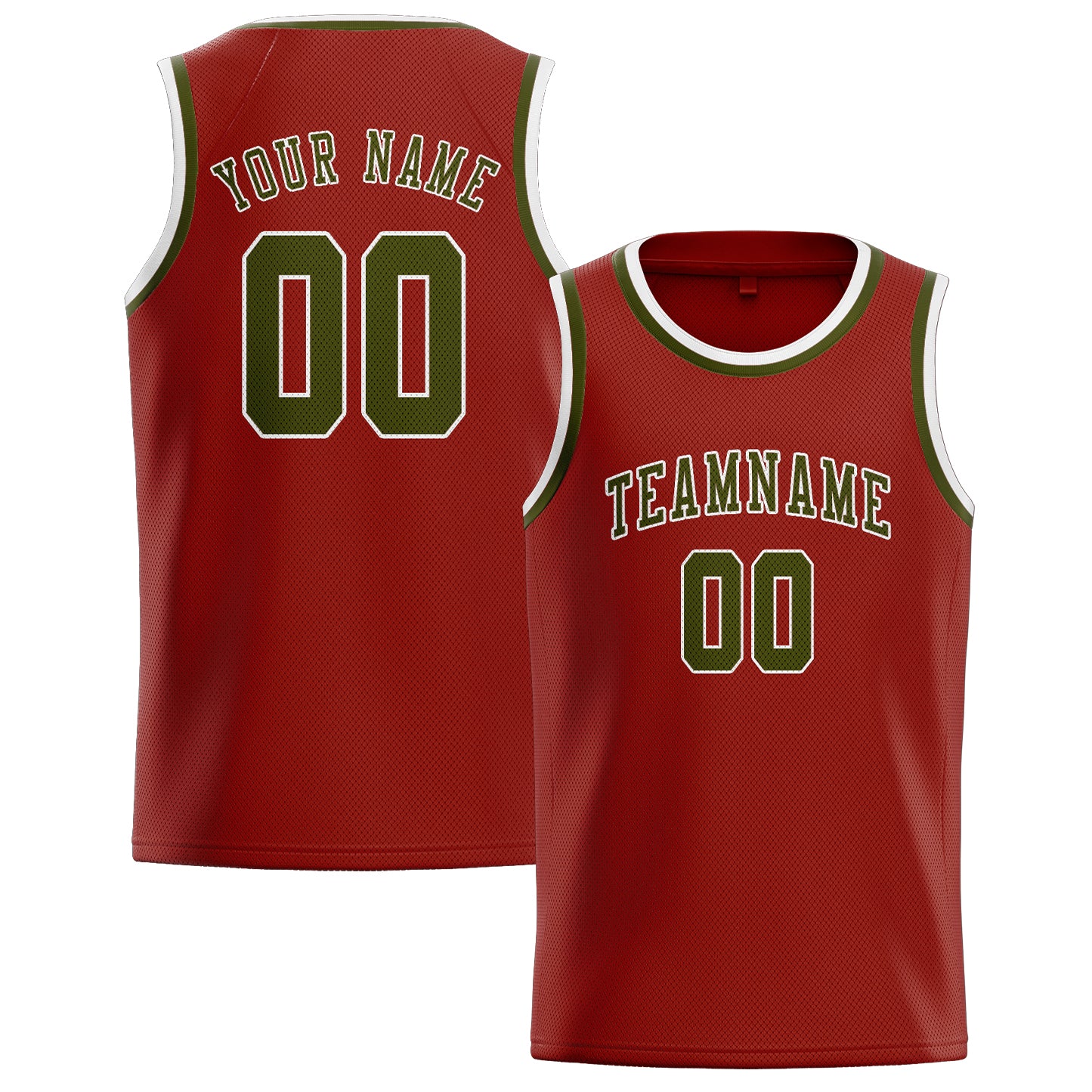 Custom Coral Red Olive Basketball Jersey