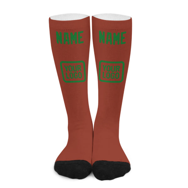 Custom Coral Red Emerald Green Knee-High Sock