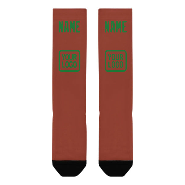 Custom Coral Red Emerald Green Knee-High Sock