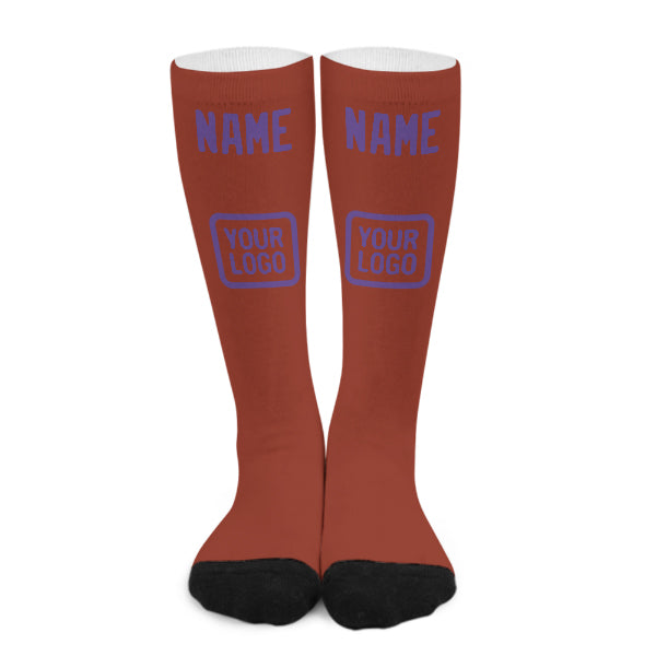 Custom Coral Red Light Purple Knee-High Sock