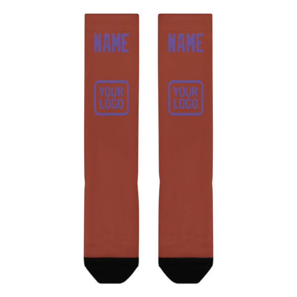 Custom Coral Red Light Purple Knee-High Sock
