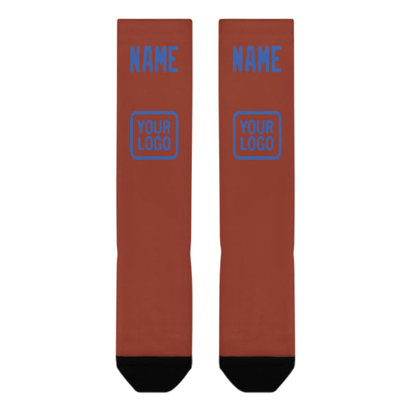 Custom Coral Red Sky Blue Knee-High Sock