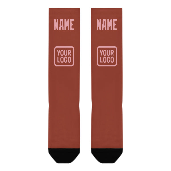 Custom Coral Red Light Pink Knee-High Sock
