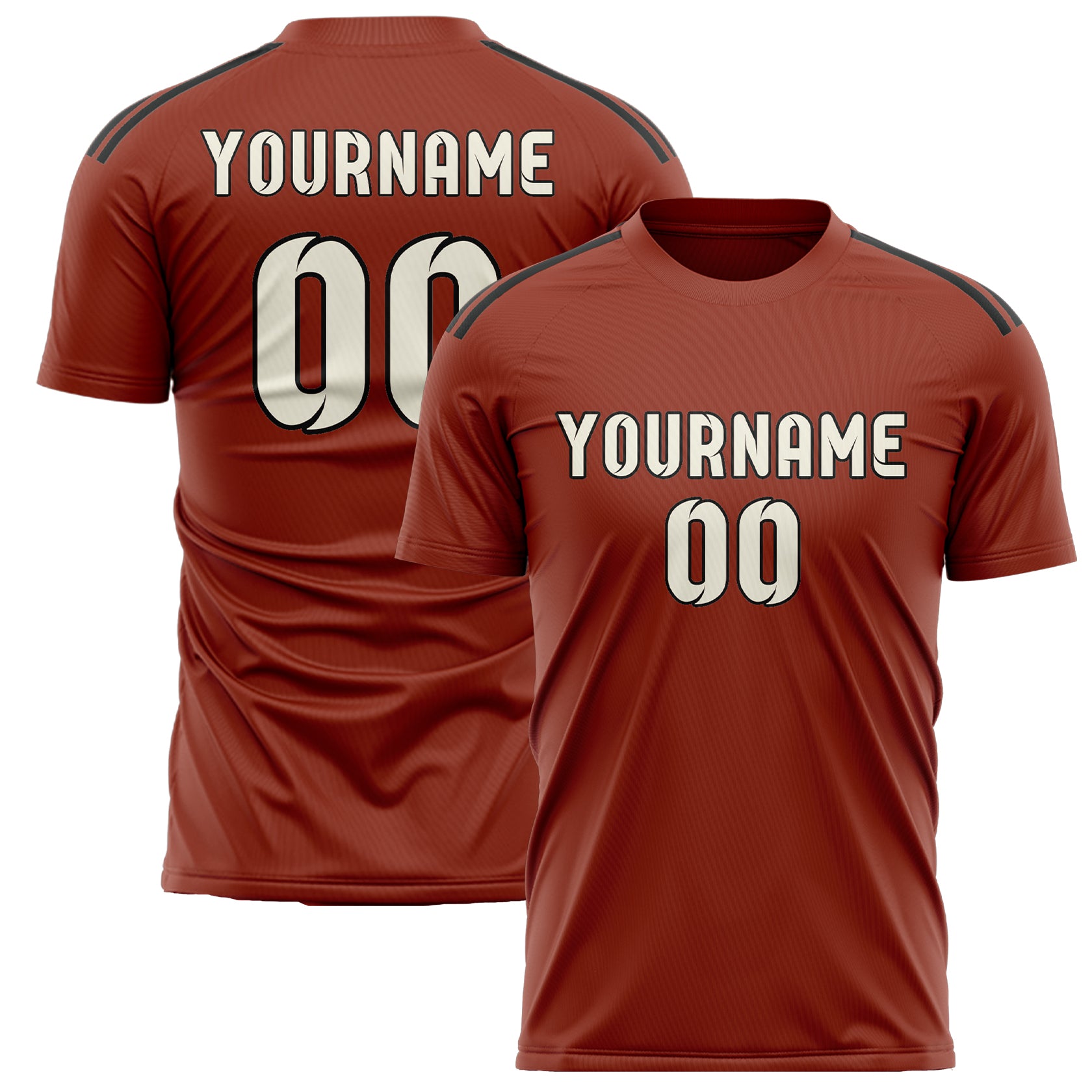 Custom Coral Red Cream Soccer Jersey