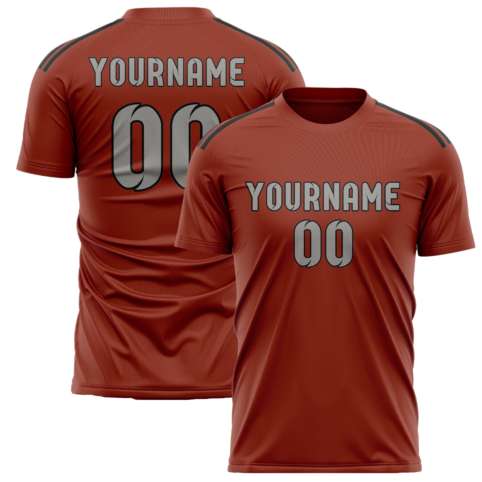 Custom Coral Red Gray Soccer Jersey