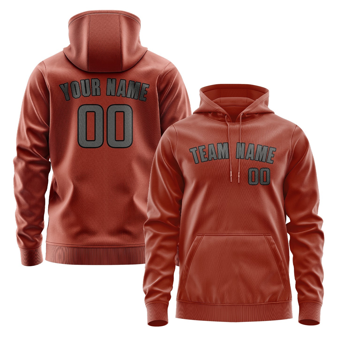Custom Coral Red Dark Grey Hoodie