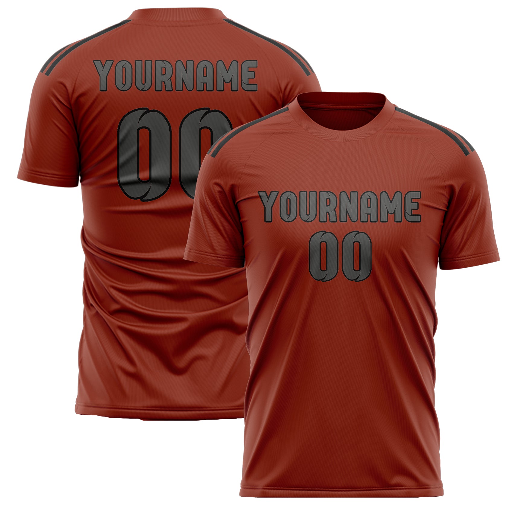 Custom Coral Red Dark Grey Soccer Jersey