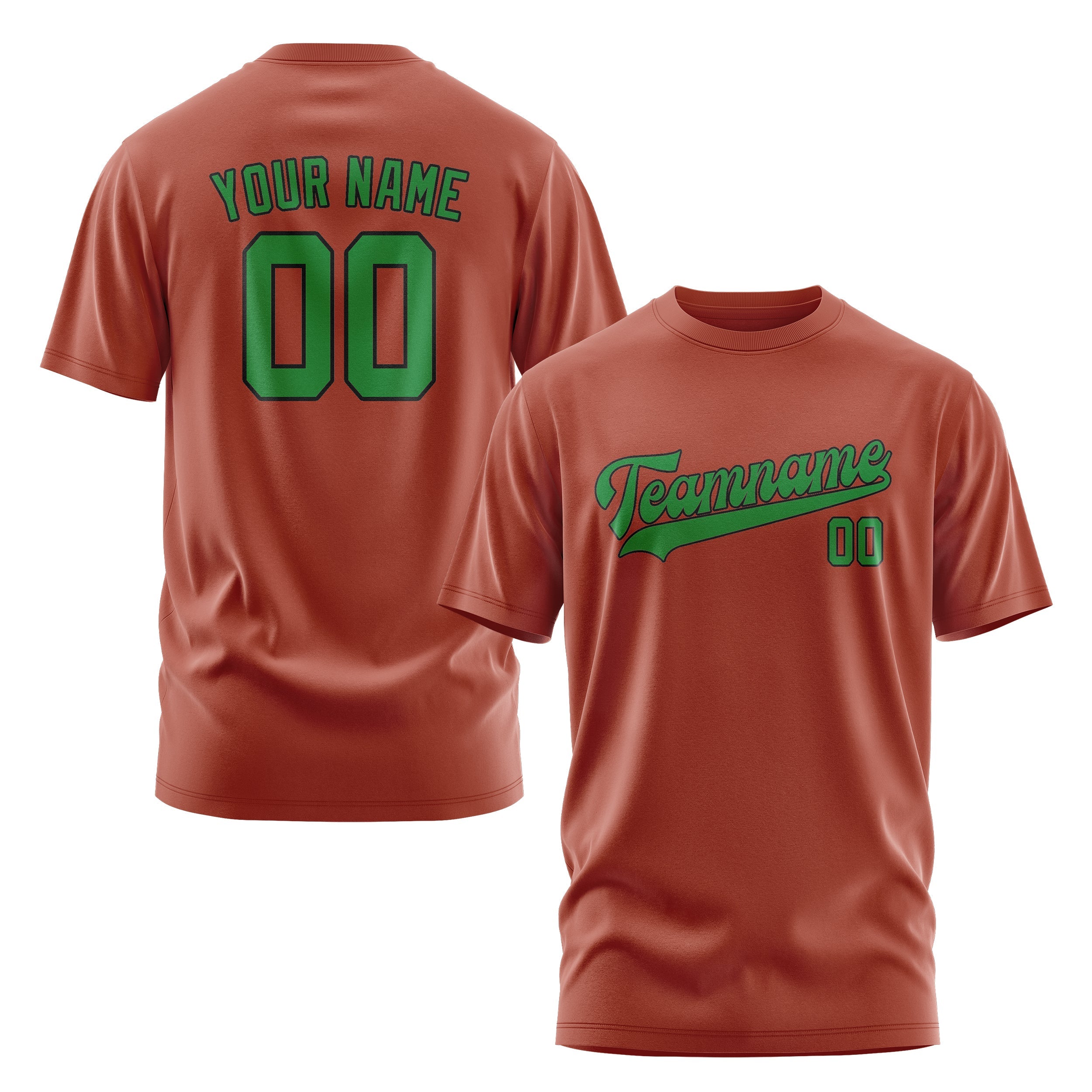 Custom Coral Red Emerald Green T-Shirt