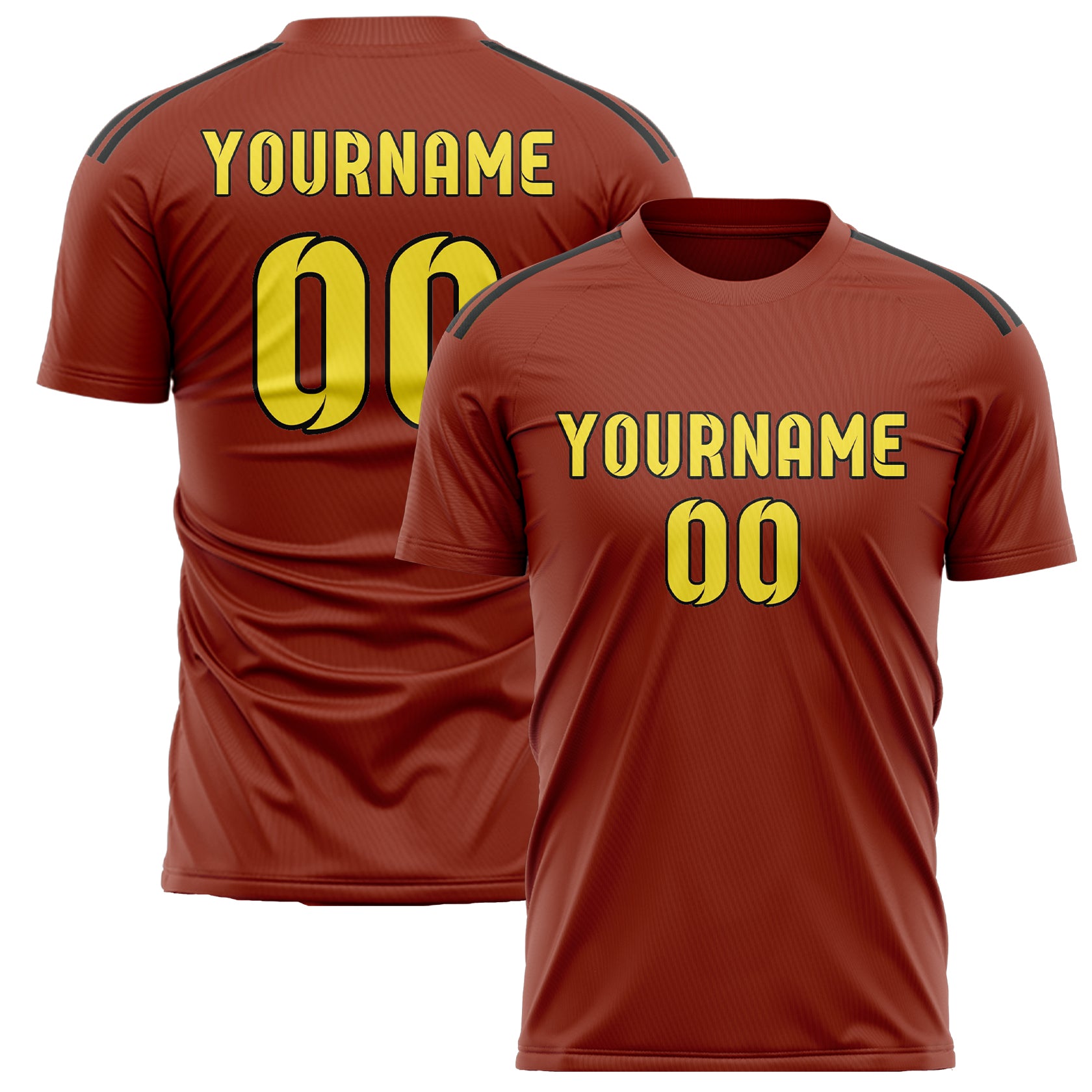 Custom Coral Red Light Yellow Soccer Jersey