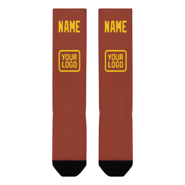 Custom Coral Red Gold Knee-High Sock