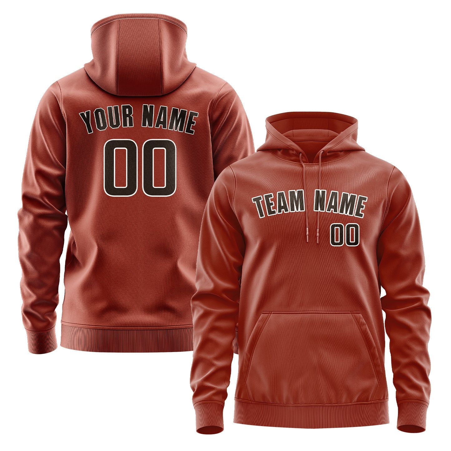 Custom Coral Red Brown Hoodie