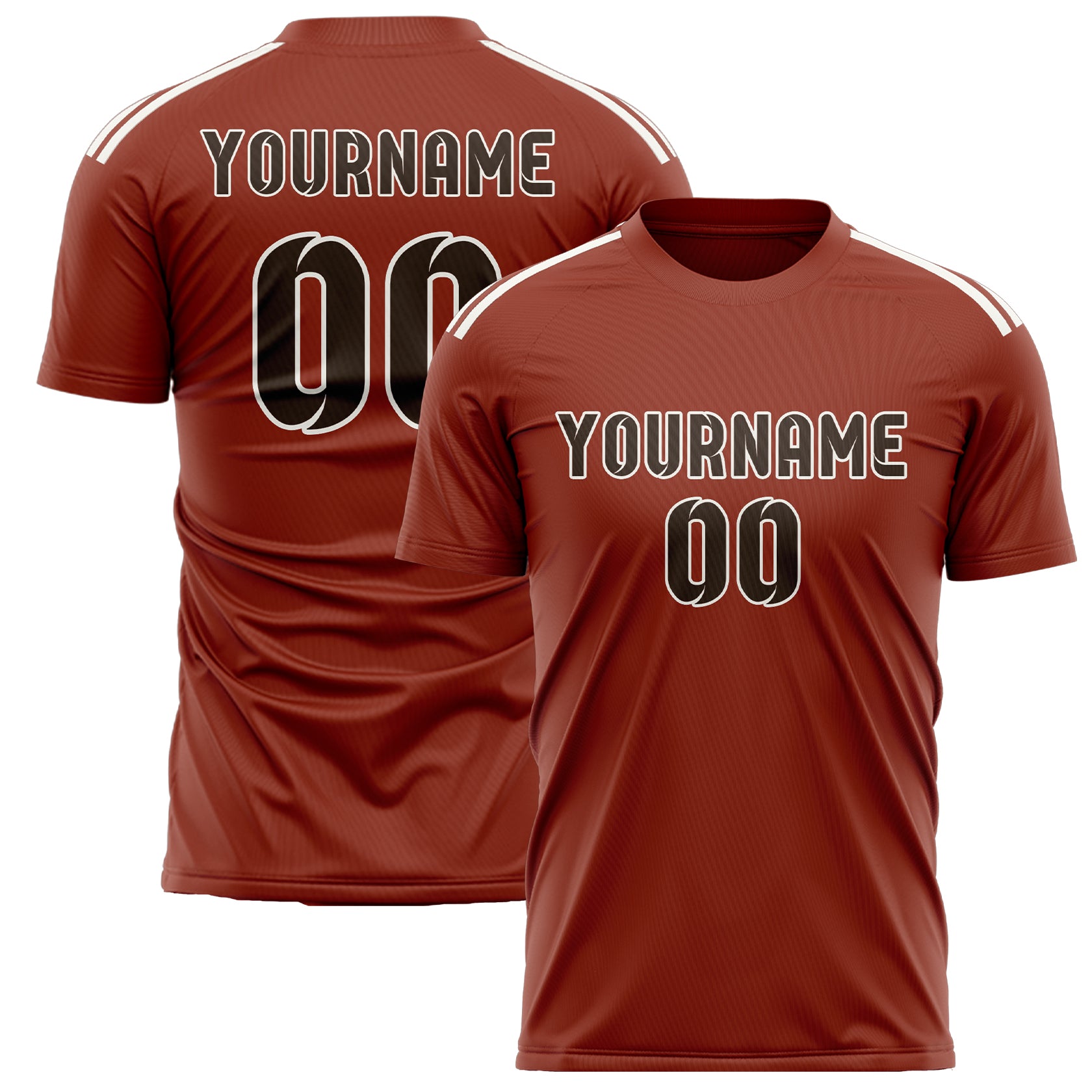 Custom Coral Red Brown Soccer Jersey