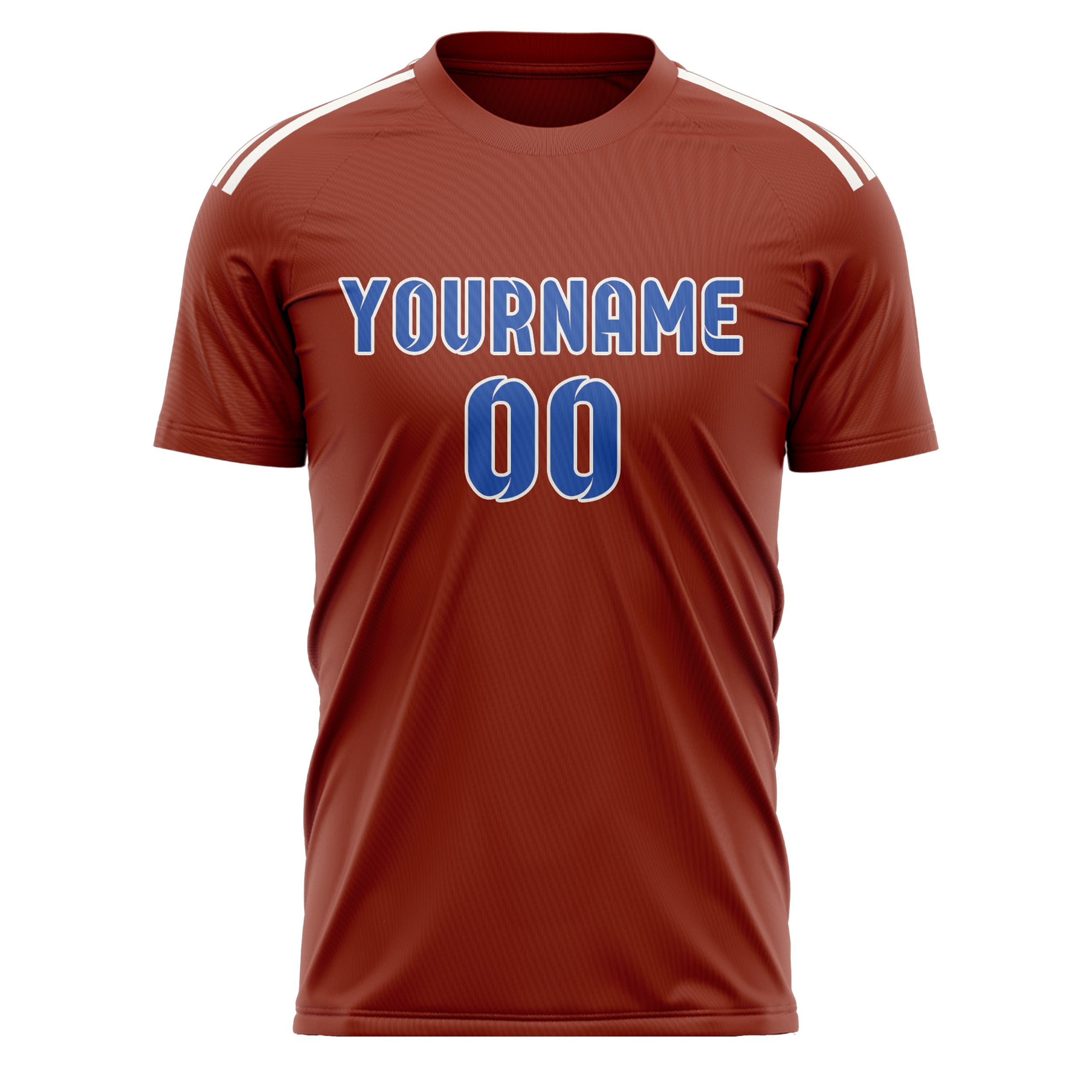 Custom Coral Red Sky Blue Soccer Jersey