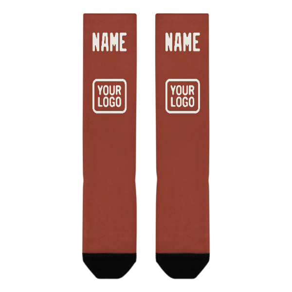 Custom Coral Red White Knee-High Sock