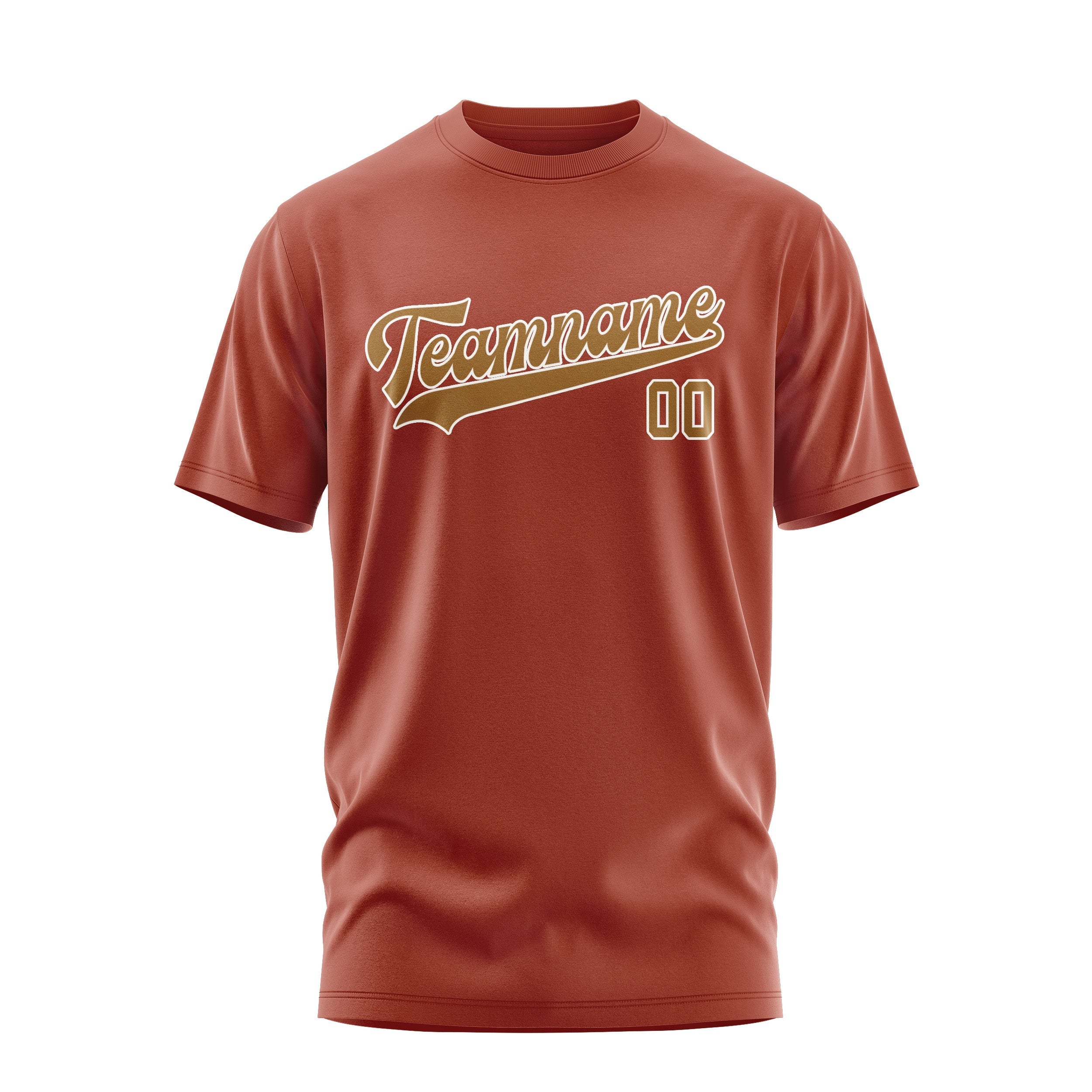 Custom Coral Red Khaki T-Shirt