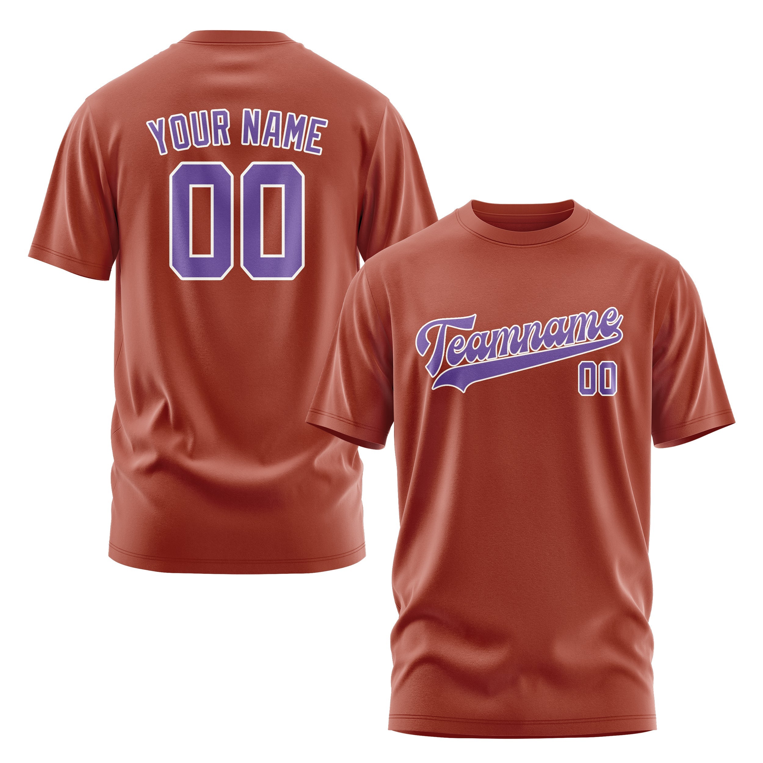 Custom Coral Red Light Purple T-Shirt