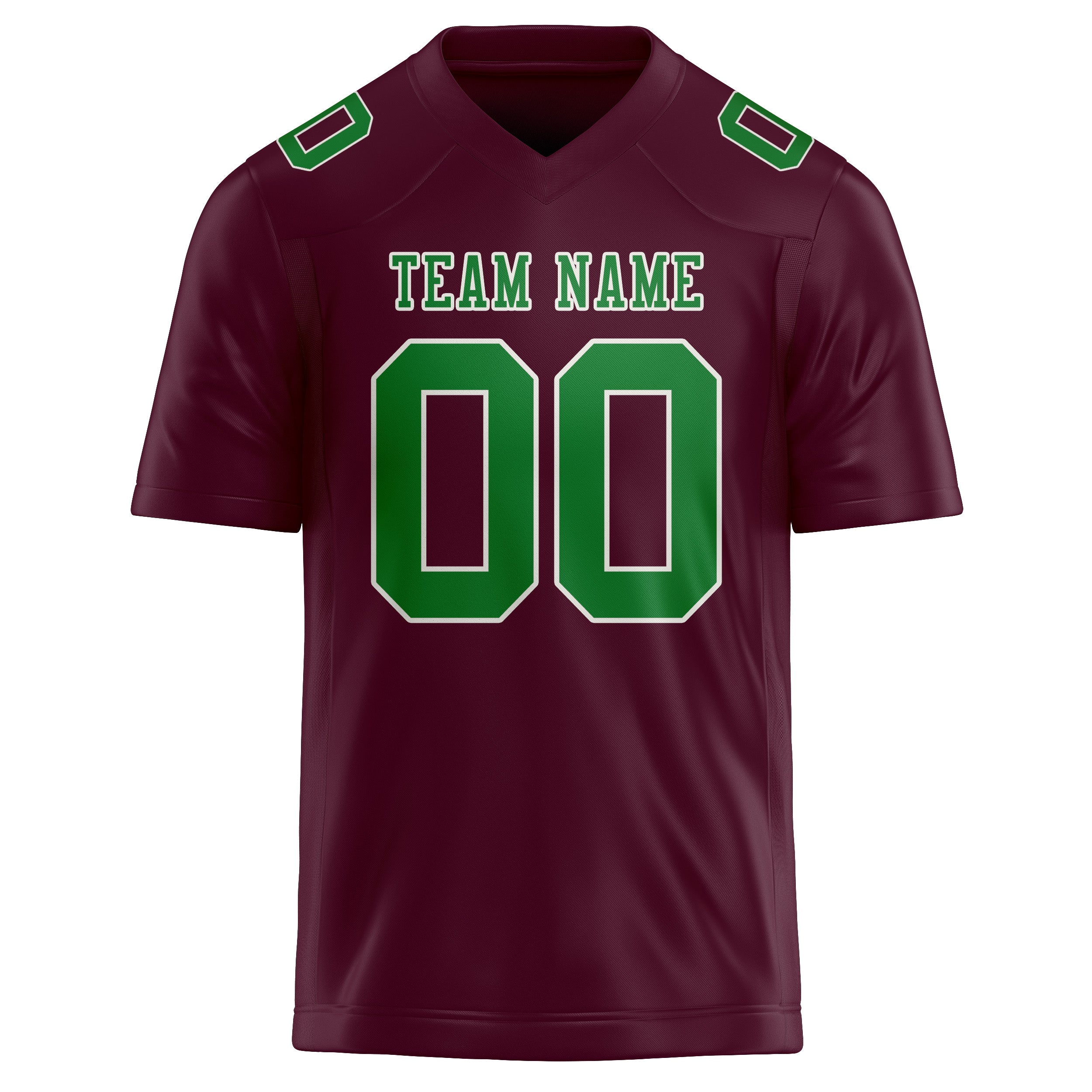 Custom Coral Red Emerald Green Football Jersey