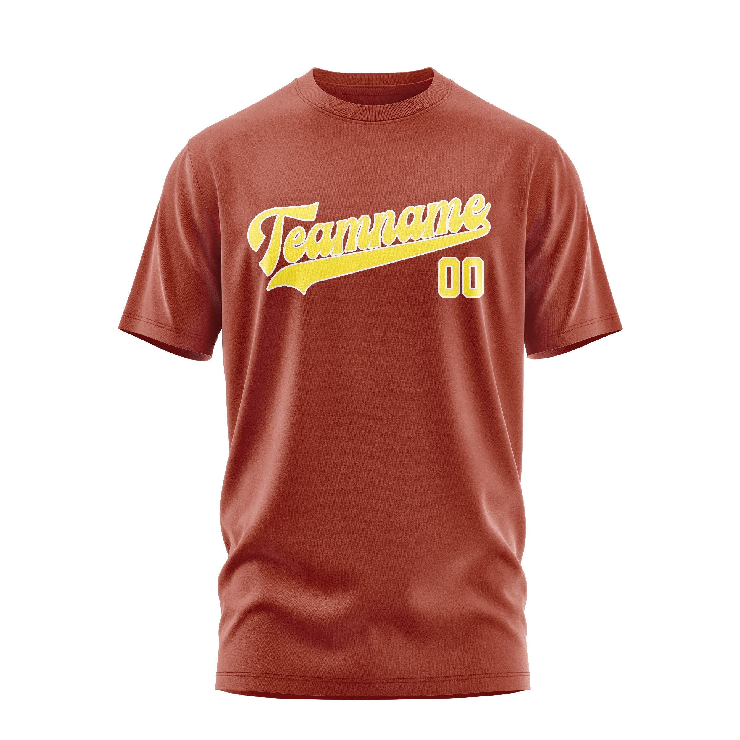 Custom Coral Red Light Yellow T-Shirt