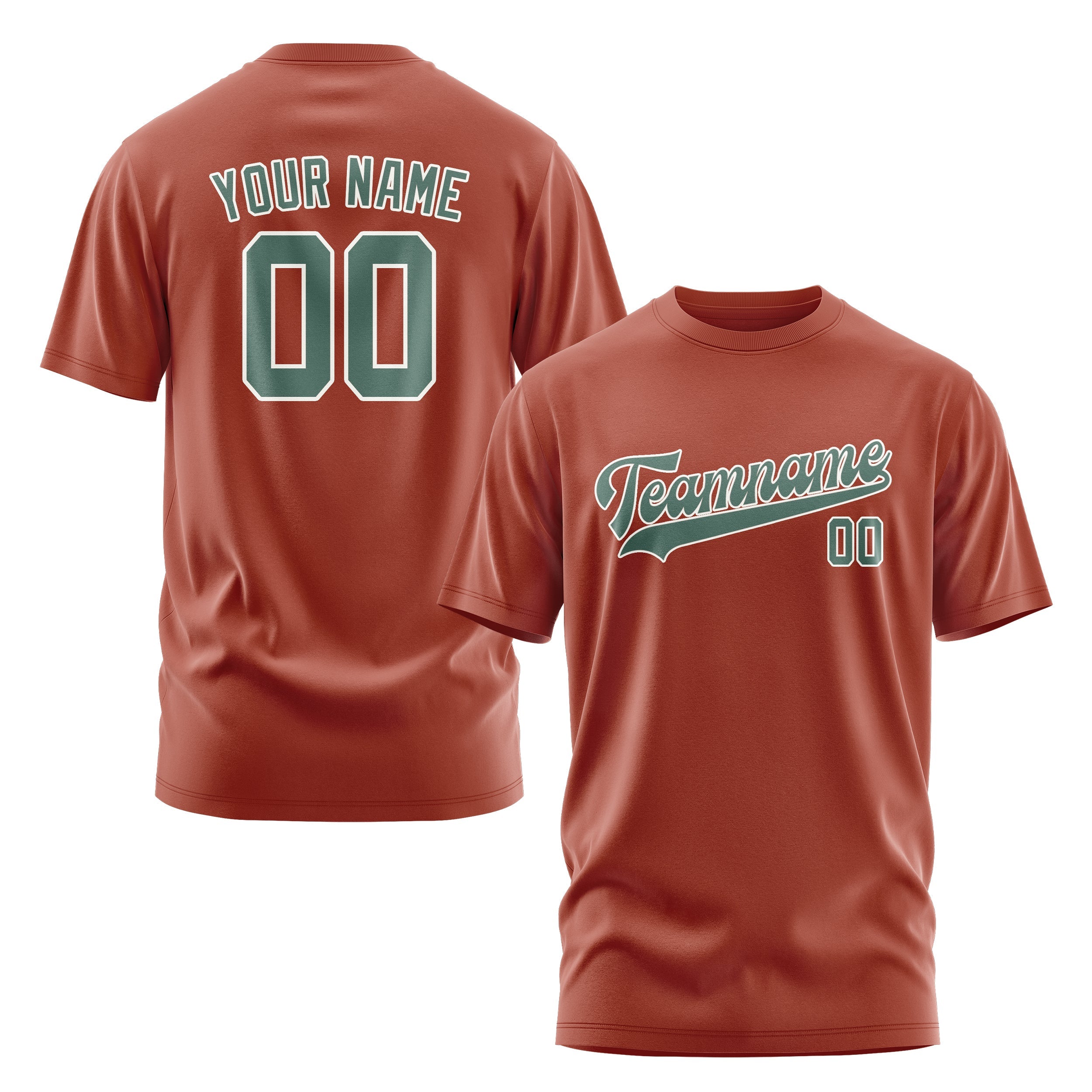 Custom Coral Red Blue Green T-Shirt
