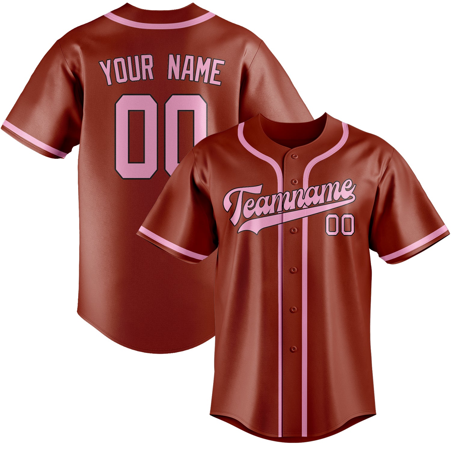 Custom Coral Red Light Pink Baseball Jersey