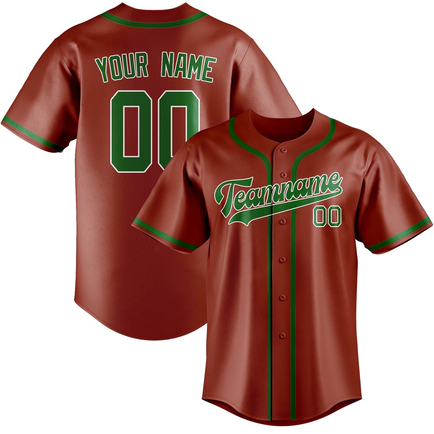 Custom Coral Red Emerald Green Baseball Jersey