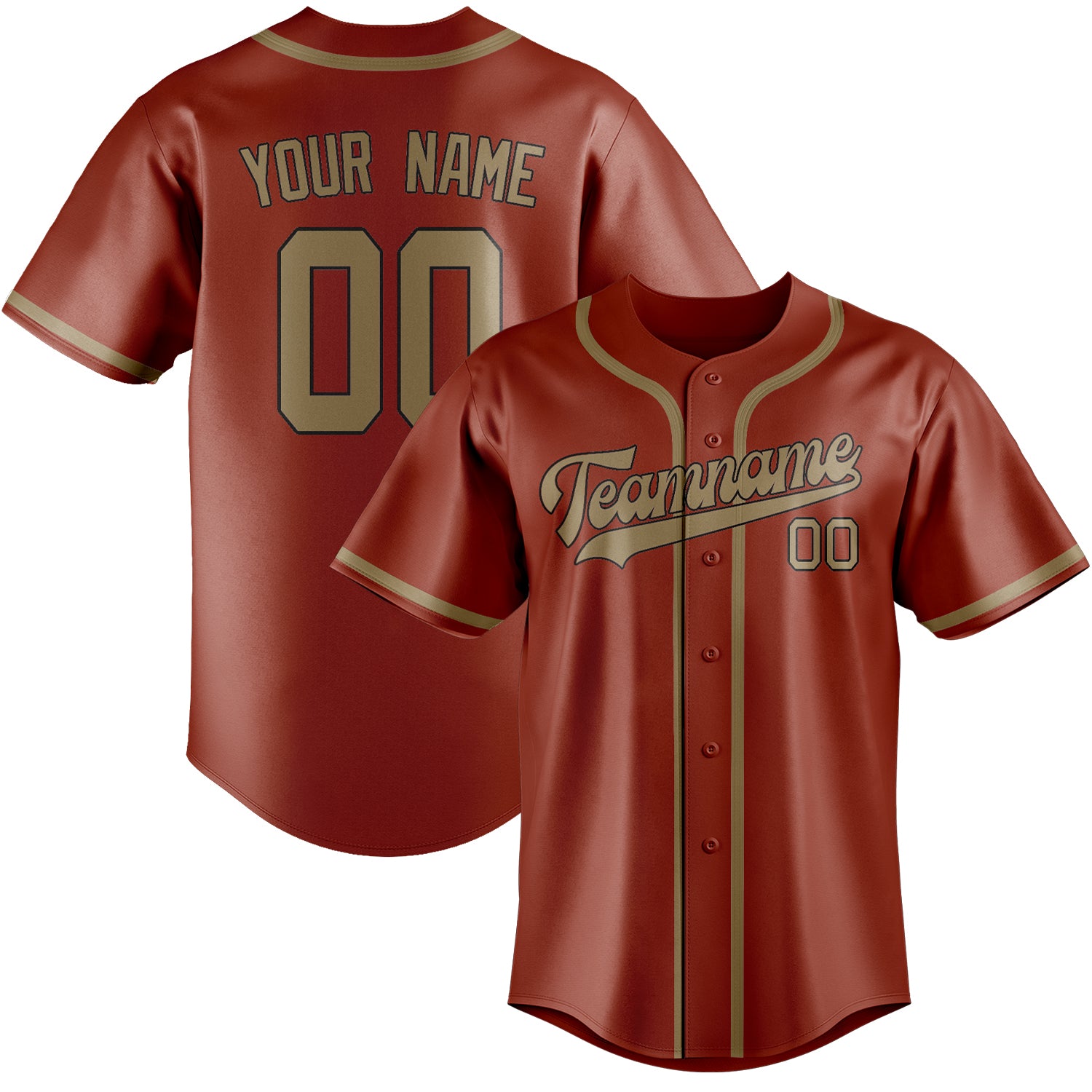 Custom Coral Red Light Khaki Baseball Jersey