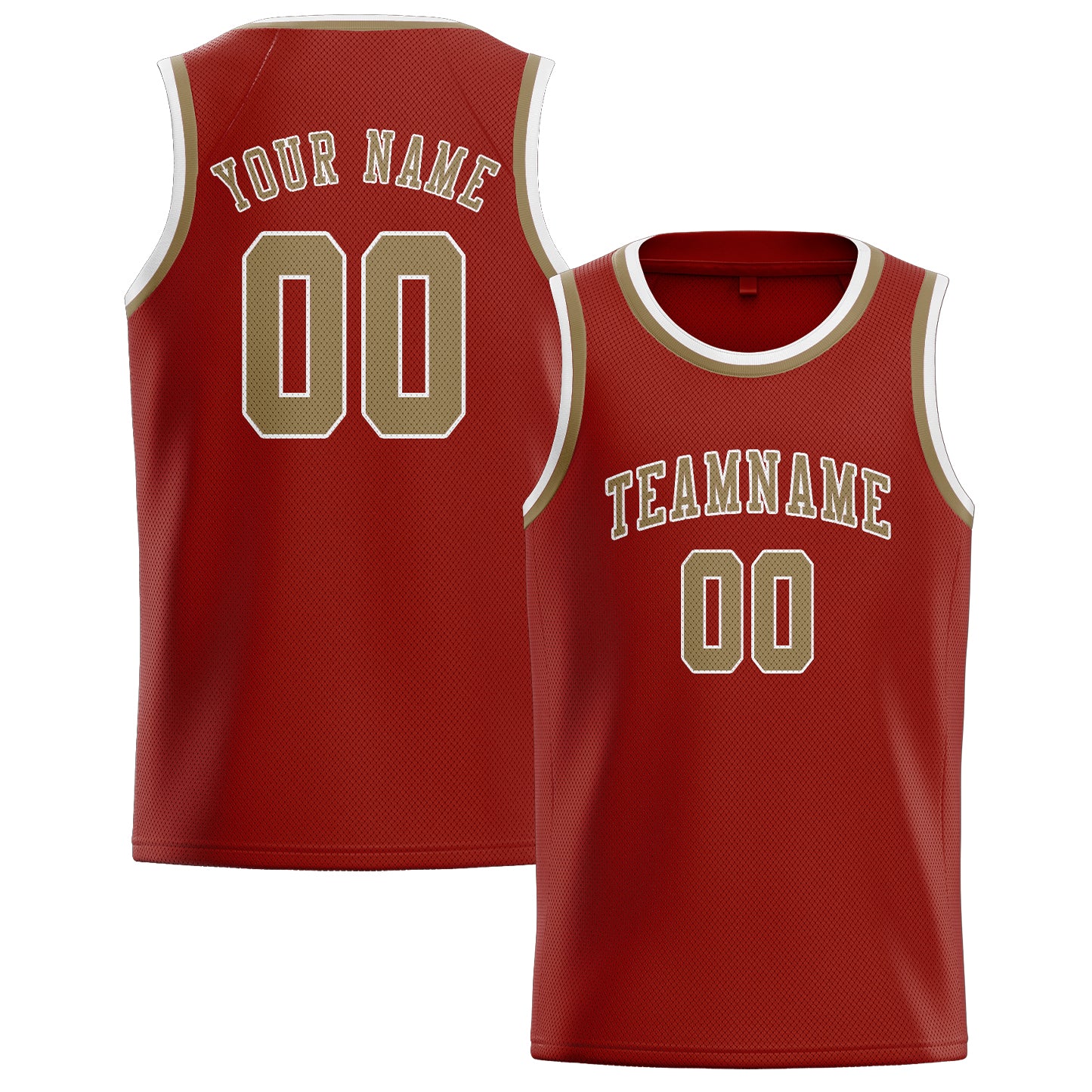 Custom Coral Red Light Khaki Basketball Jersey