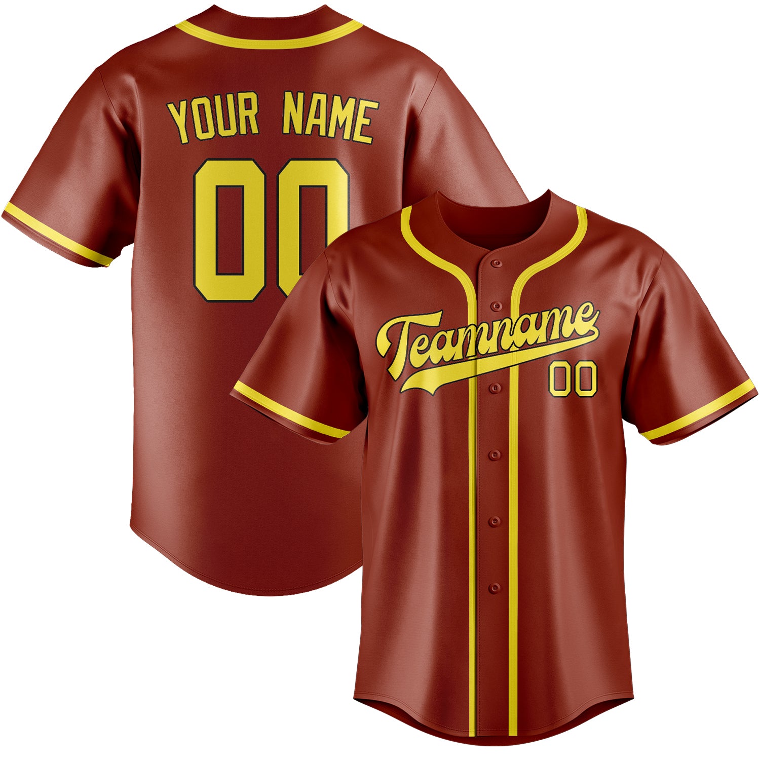 Custom Coral Red Light Yellow Baseball Jersey