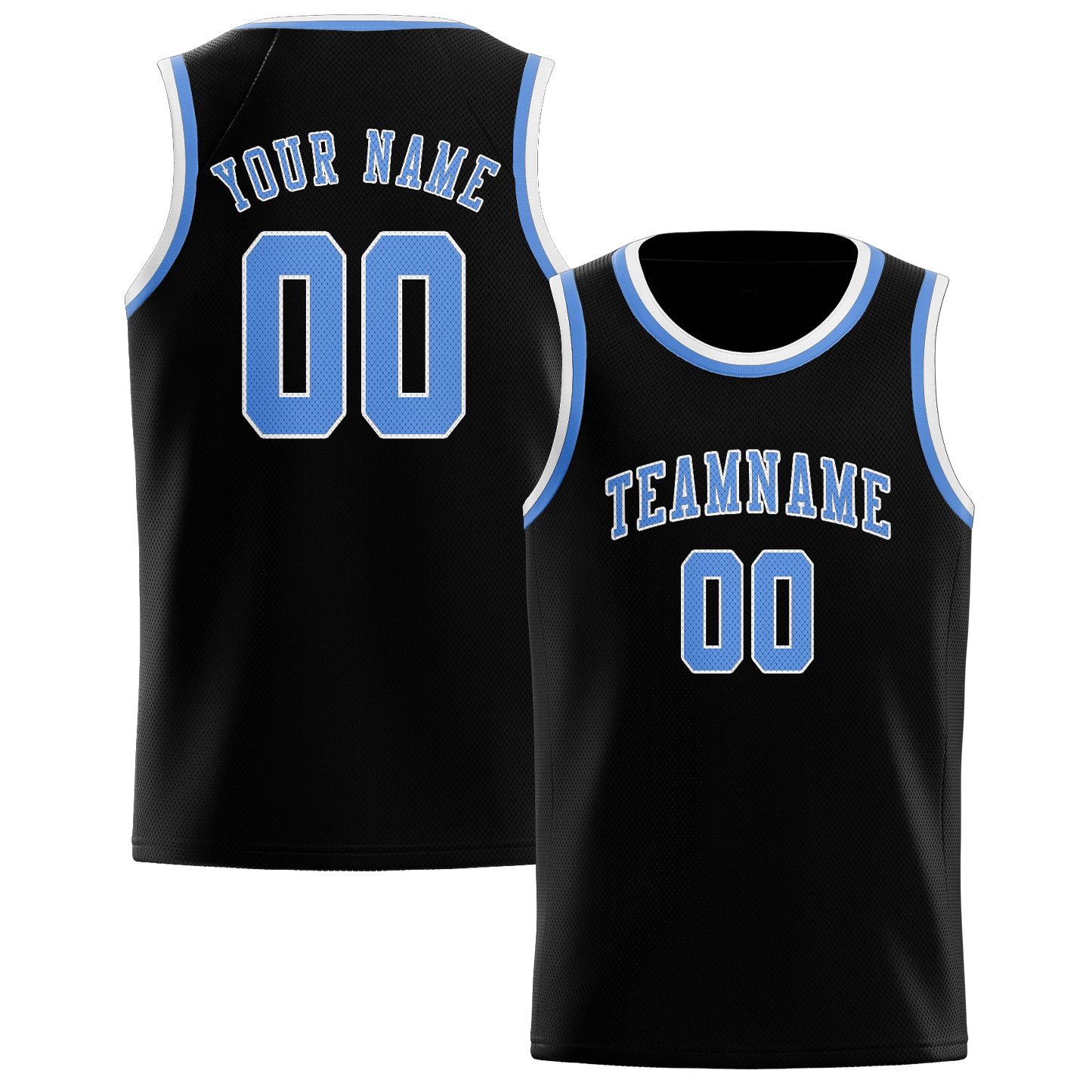 Custom Black Light Blue Basketball Jersey