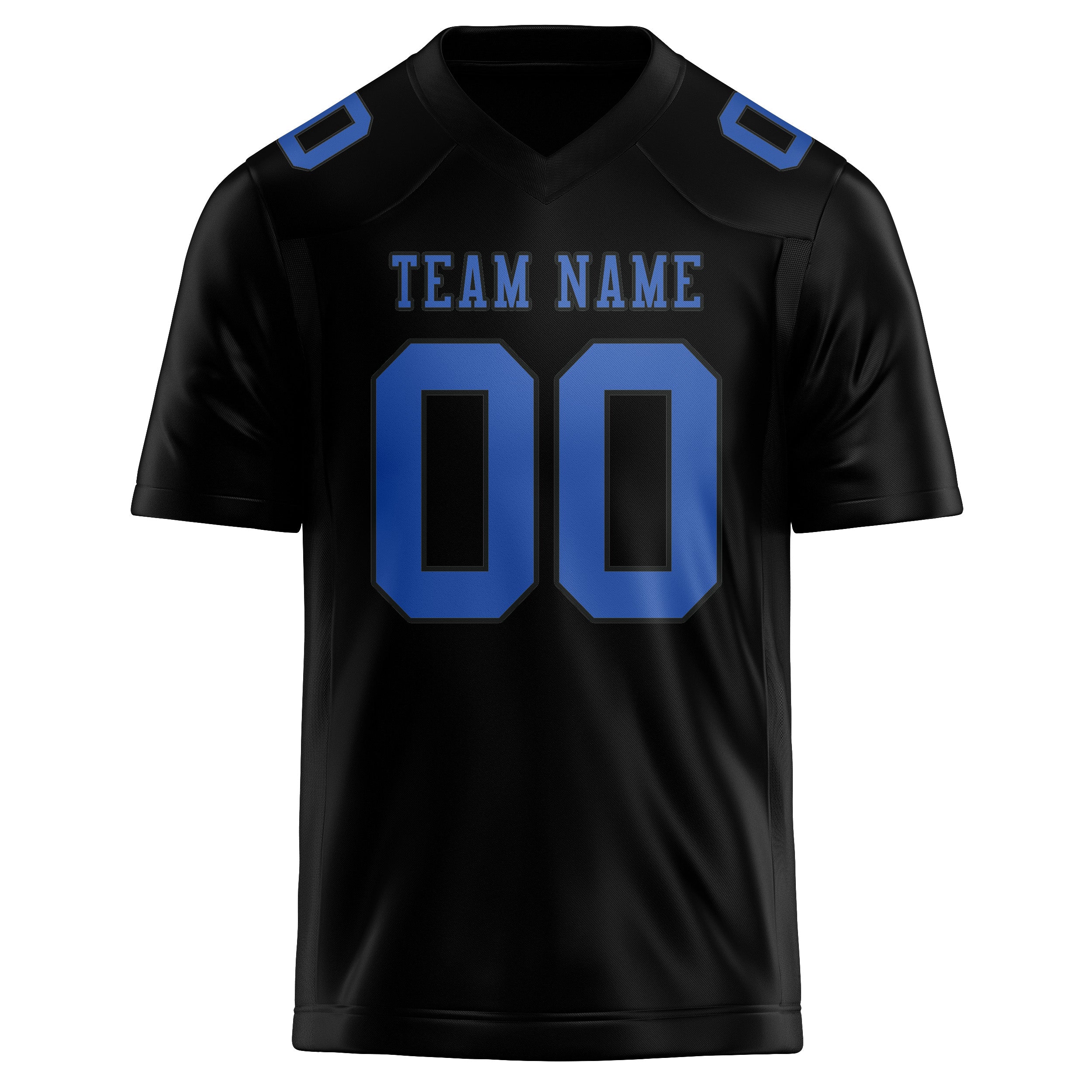 Custom Black Sky Blue Football Jersey