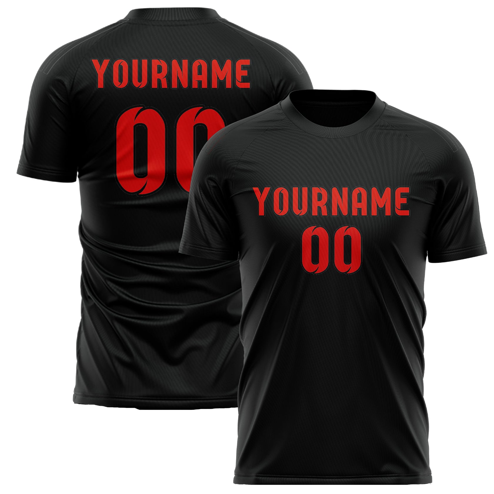 Custom Black Orange Red Soccer Jersey