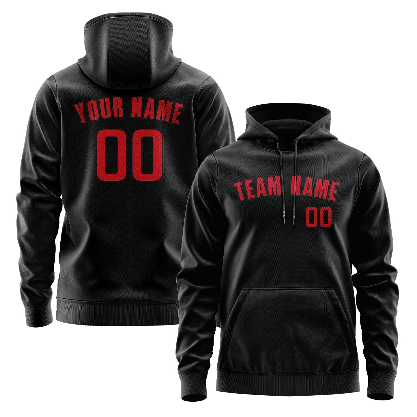 Custom Black Red Hoodie