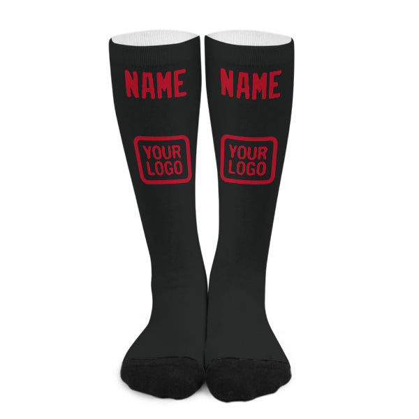 Custom Black Red Knee-High Sock