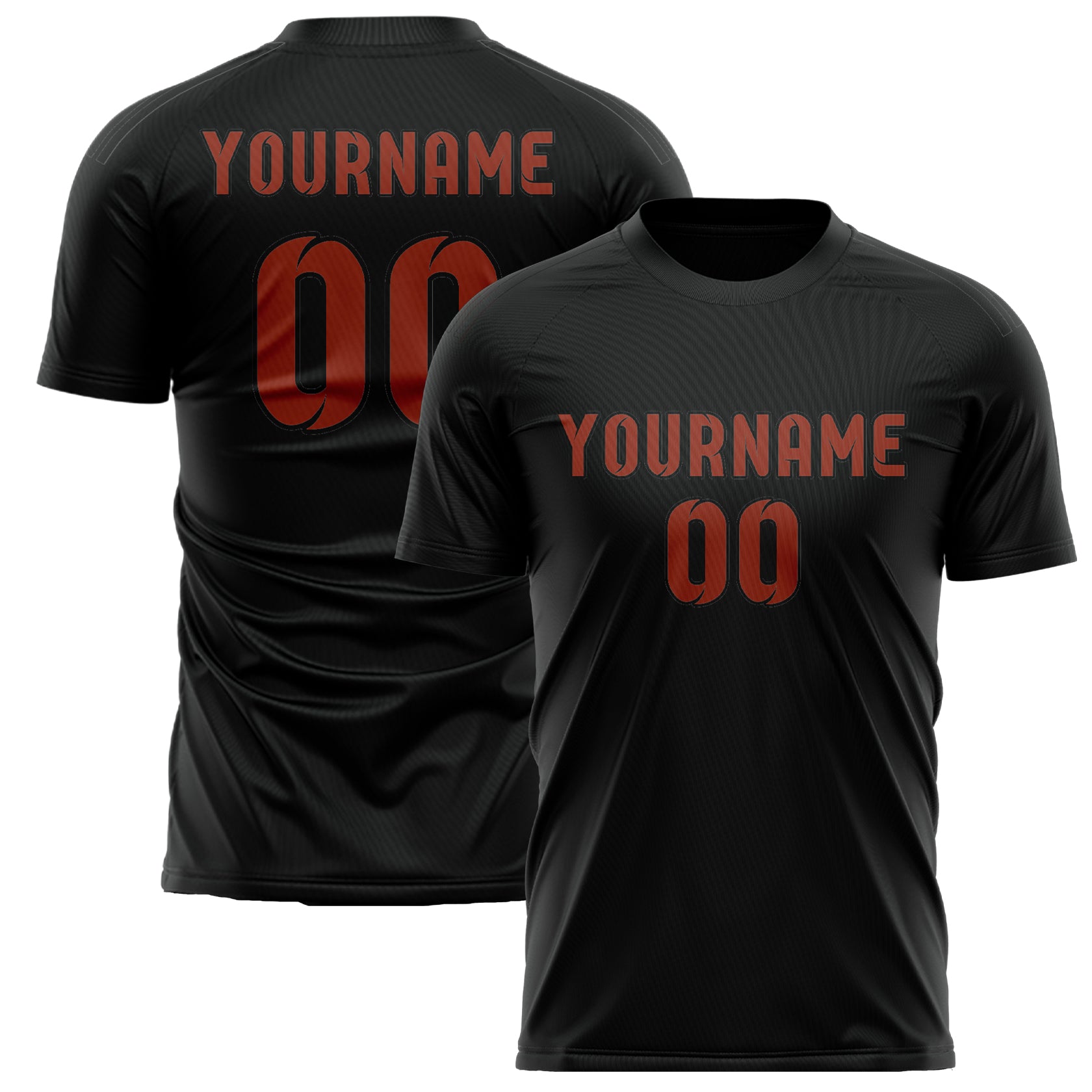 Custom Black Coral Red Soccer Jersey
