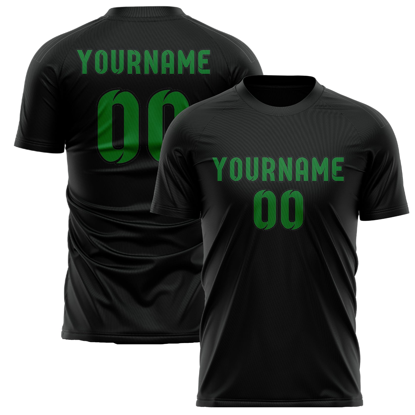 Custom Black Emerald Green Soccer Jersey