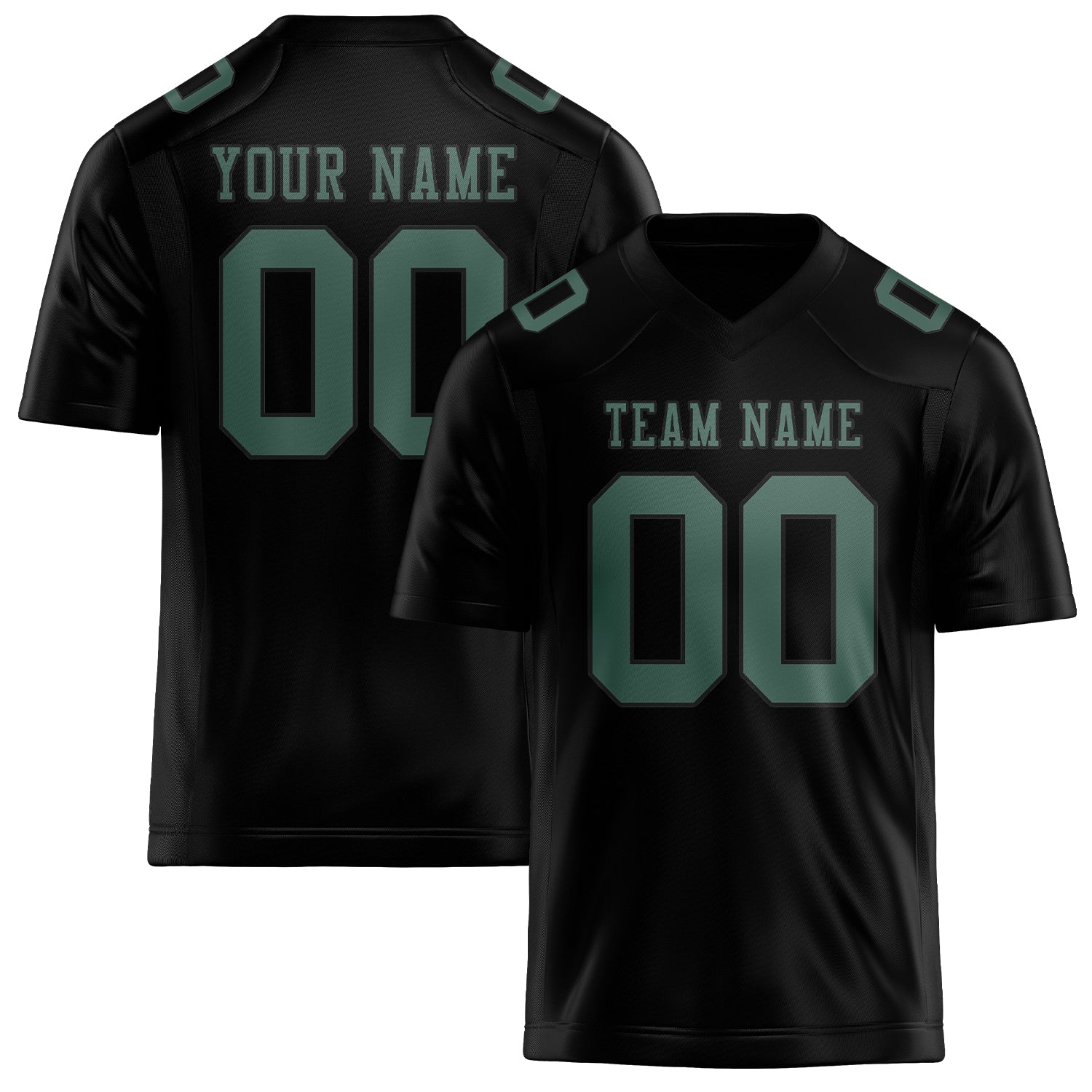 Custom Black Blue Green Football Jersey