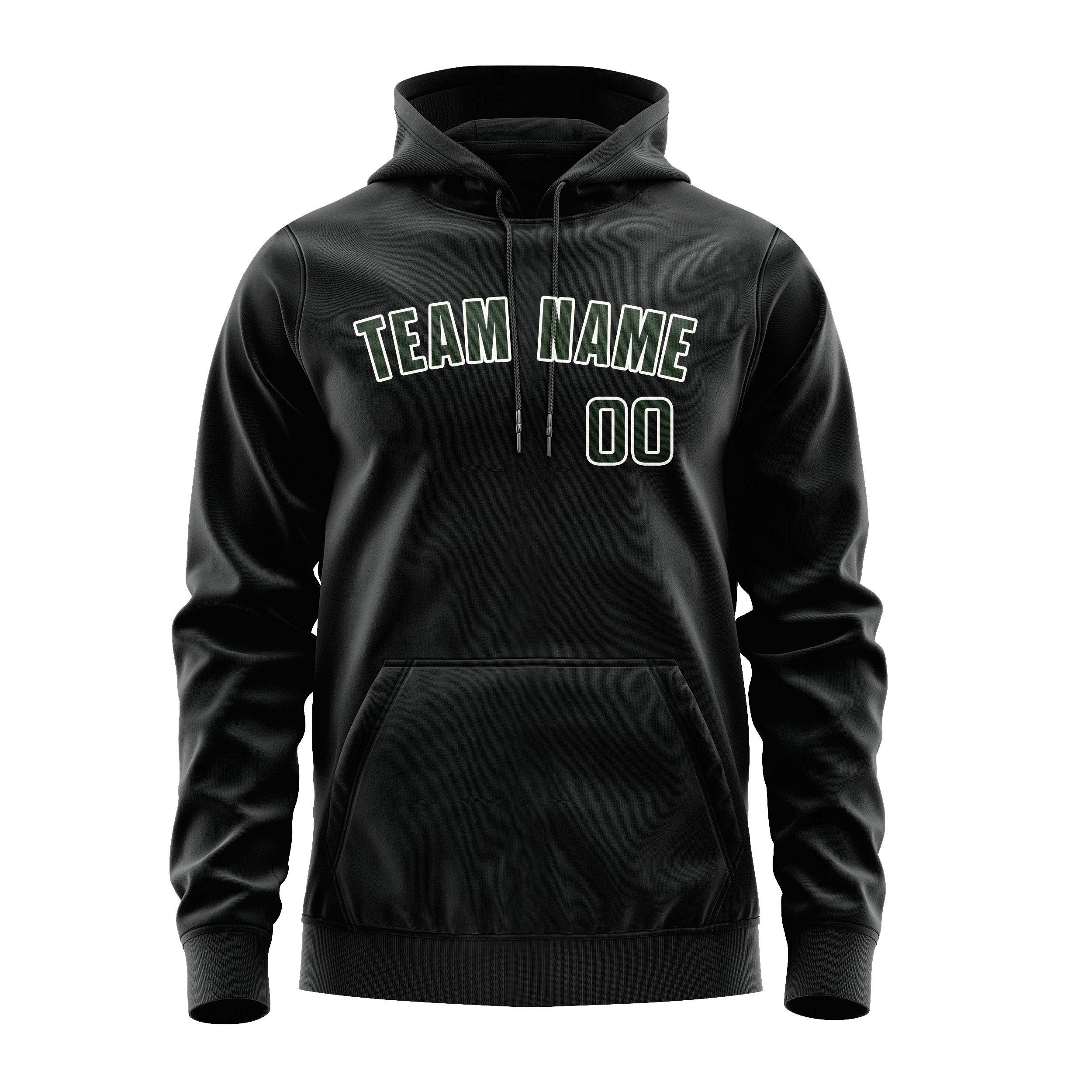 Custom Black Dark Green Hoodie