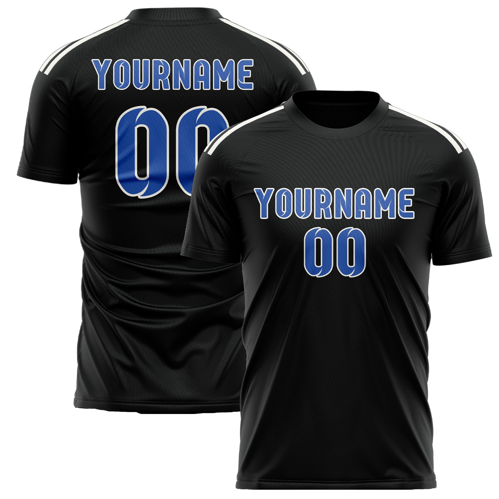 Custom Black Sky Blue Soccer Jersey