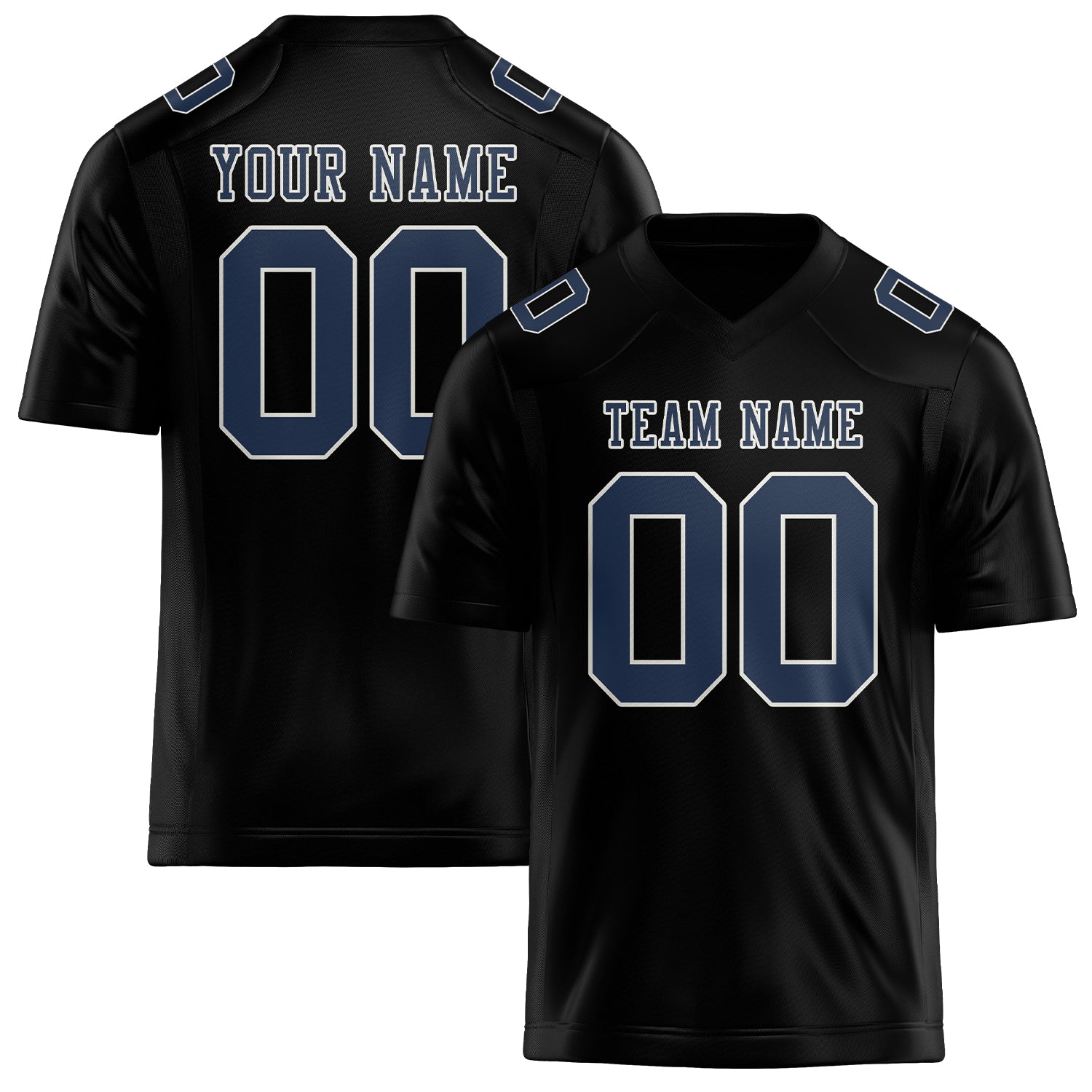 Custom Black Blue Football Jersey