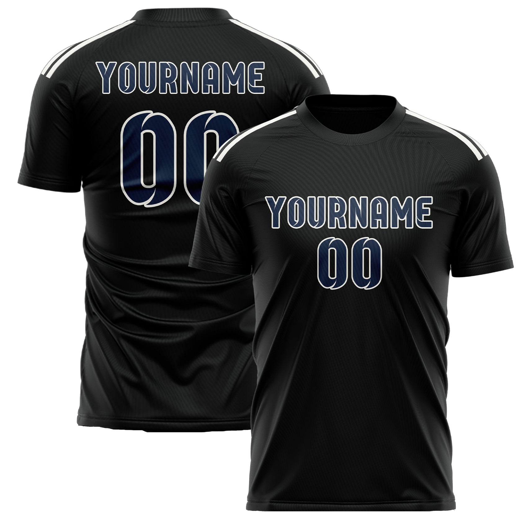 Custom Black Blue Soccer Jersey