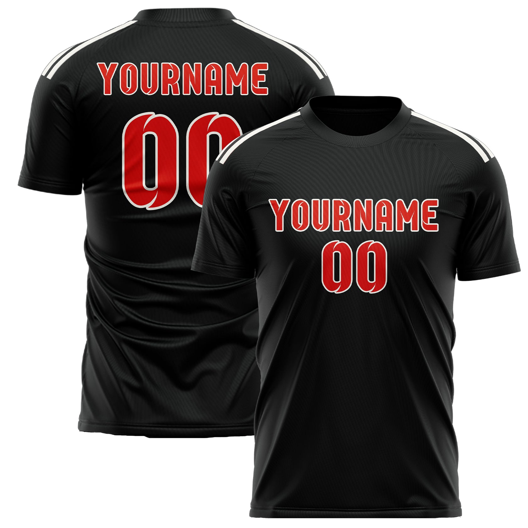 Custom Black Orange Red Soccer Jersey