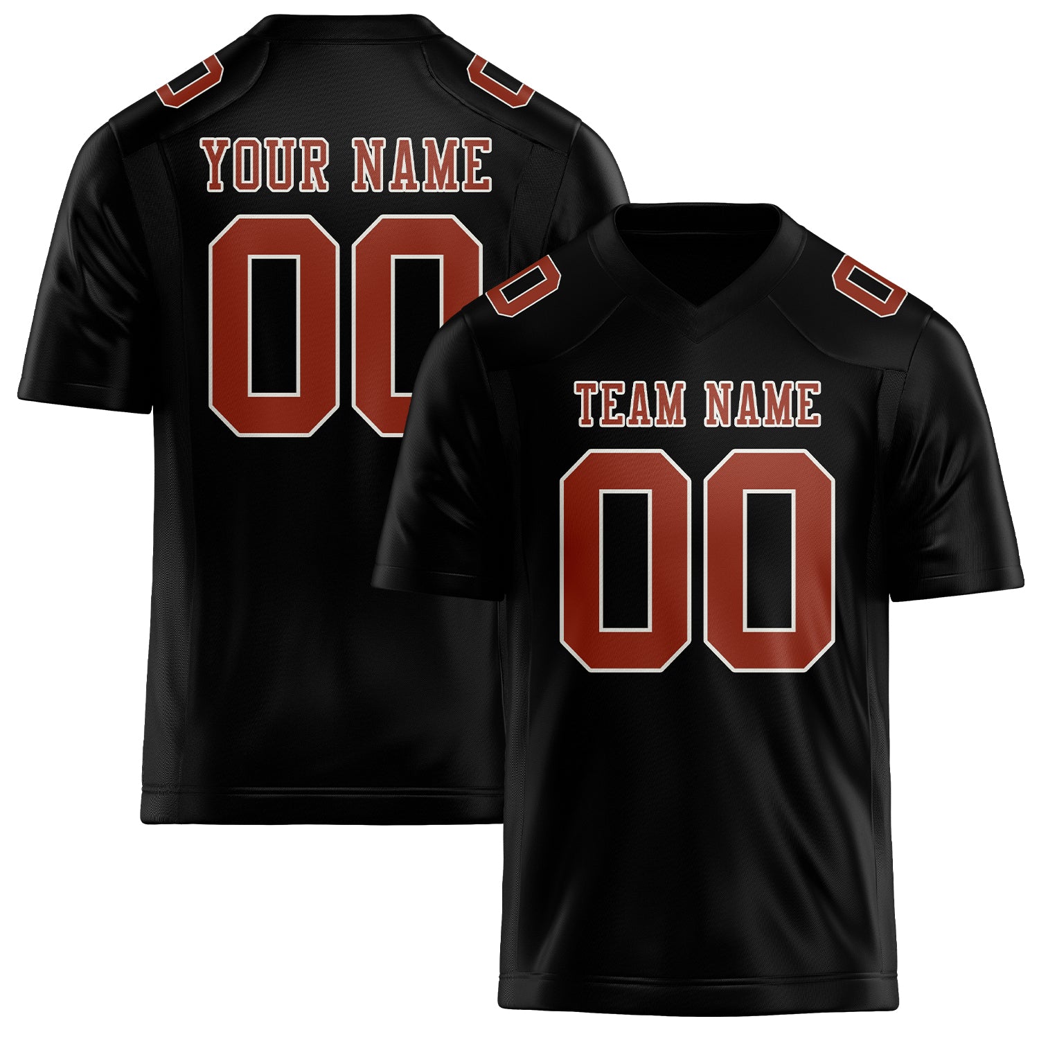 Custom Black Coral Red Football Jersey