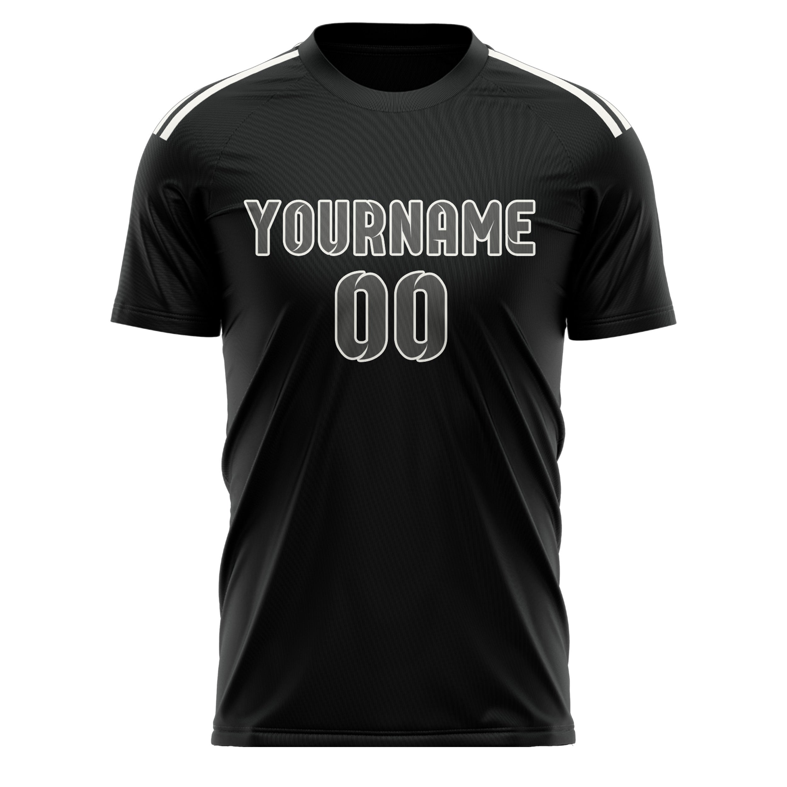 Custom Black Dark Grey Soccer Jersey