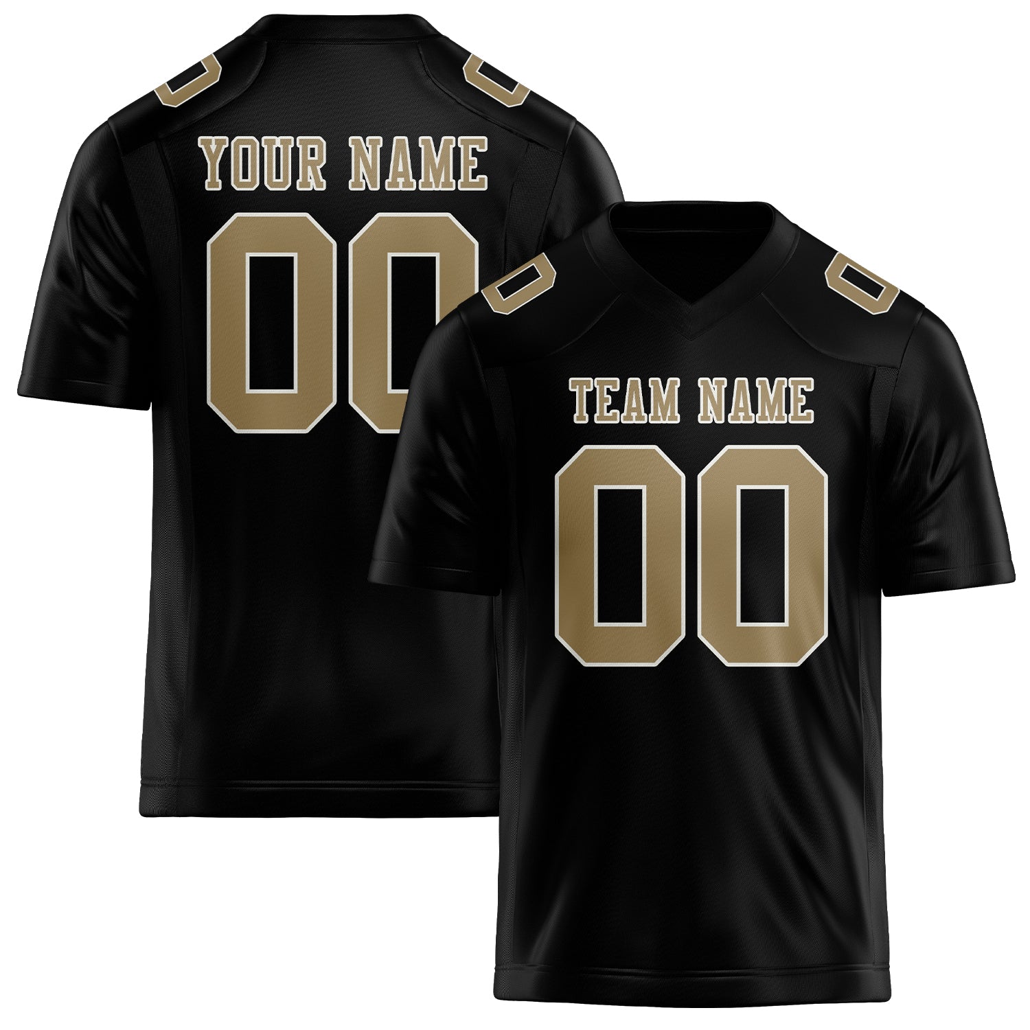 Custom Black Light Khaki Football Jersey