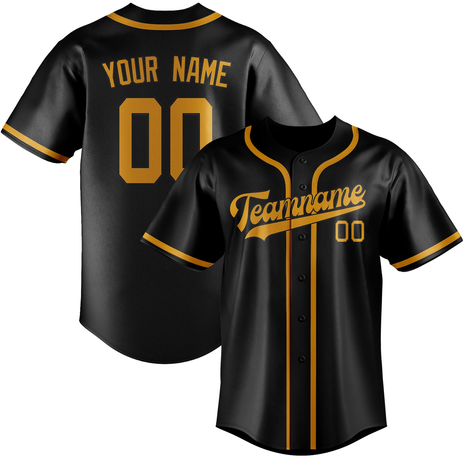 Custom Black Yellow Baseball Jersey