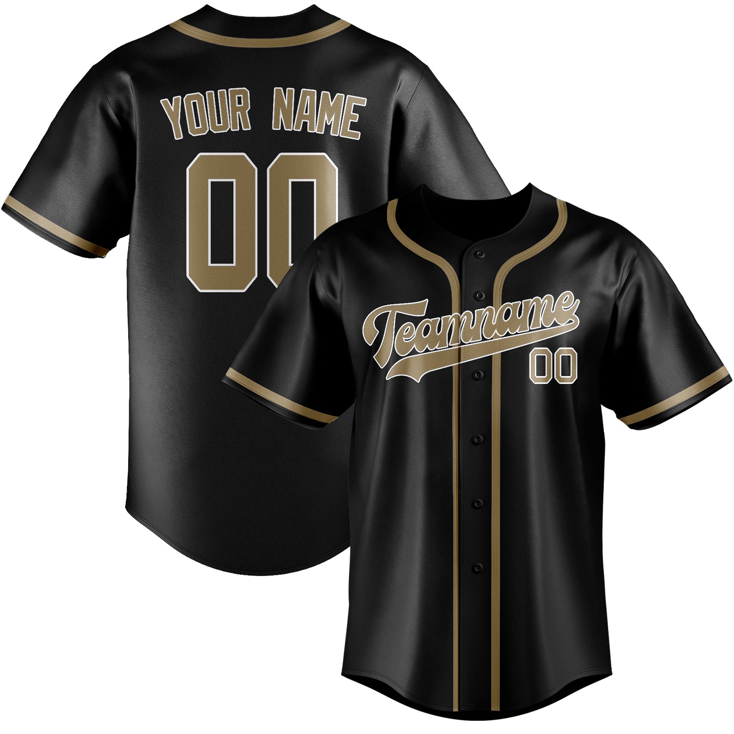 Custom Black Light Khaki Baseball Jersey