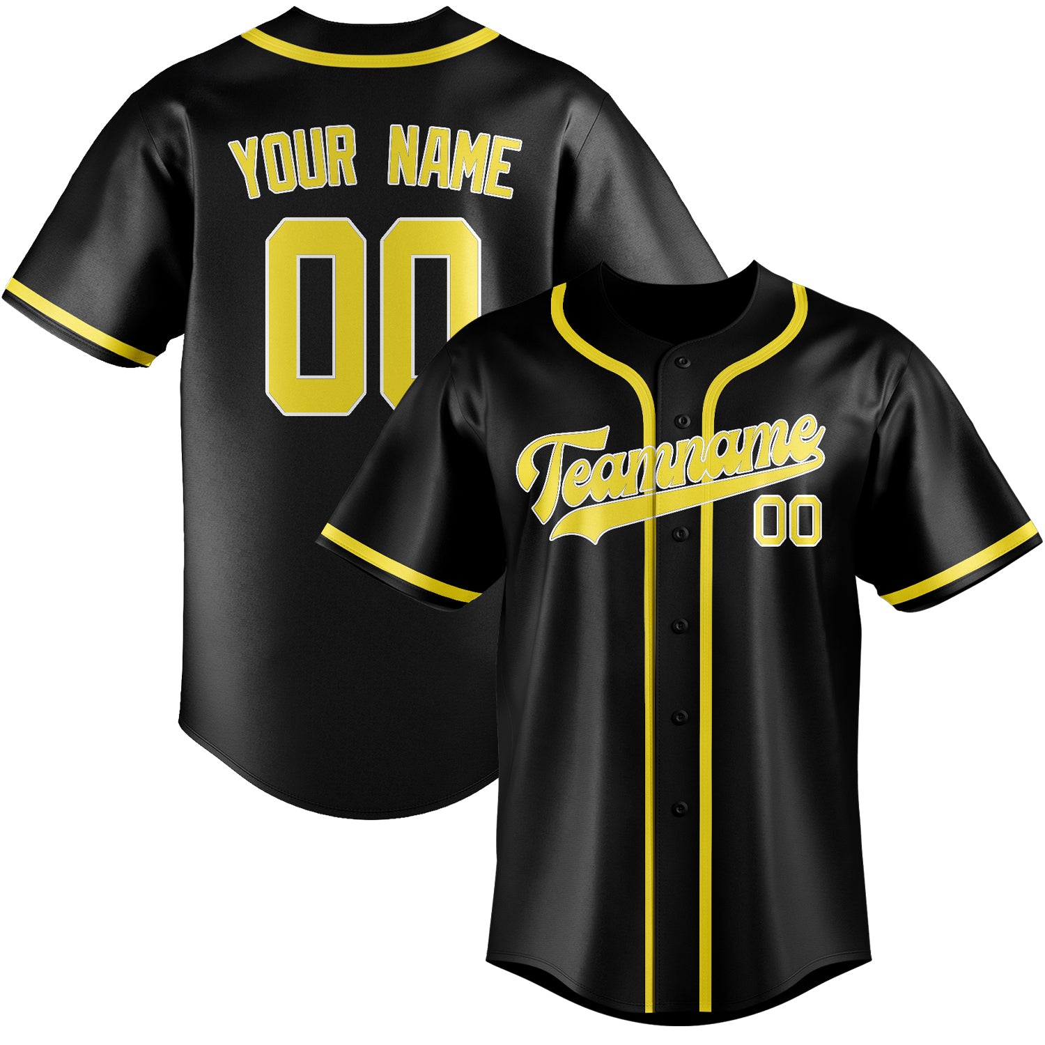 Custom Black Light Yellow Baseball Jersey