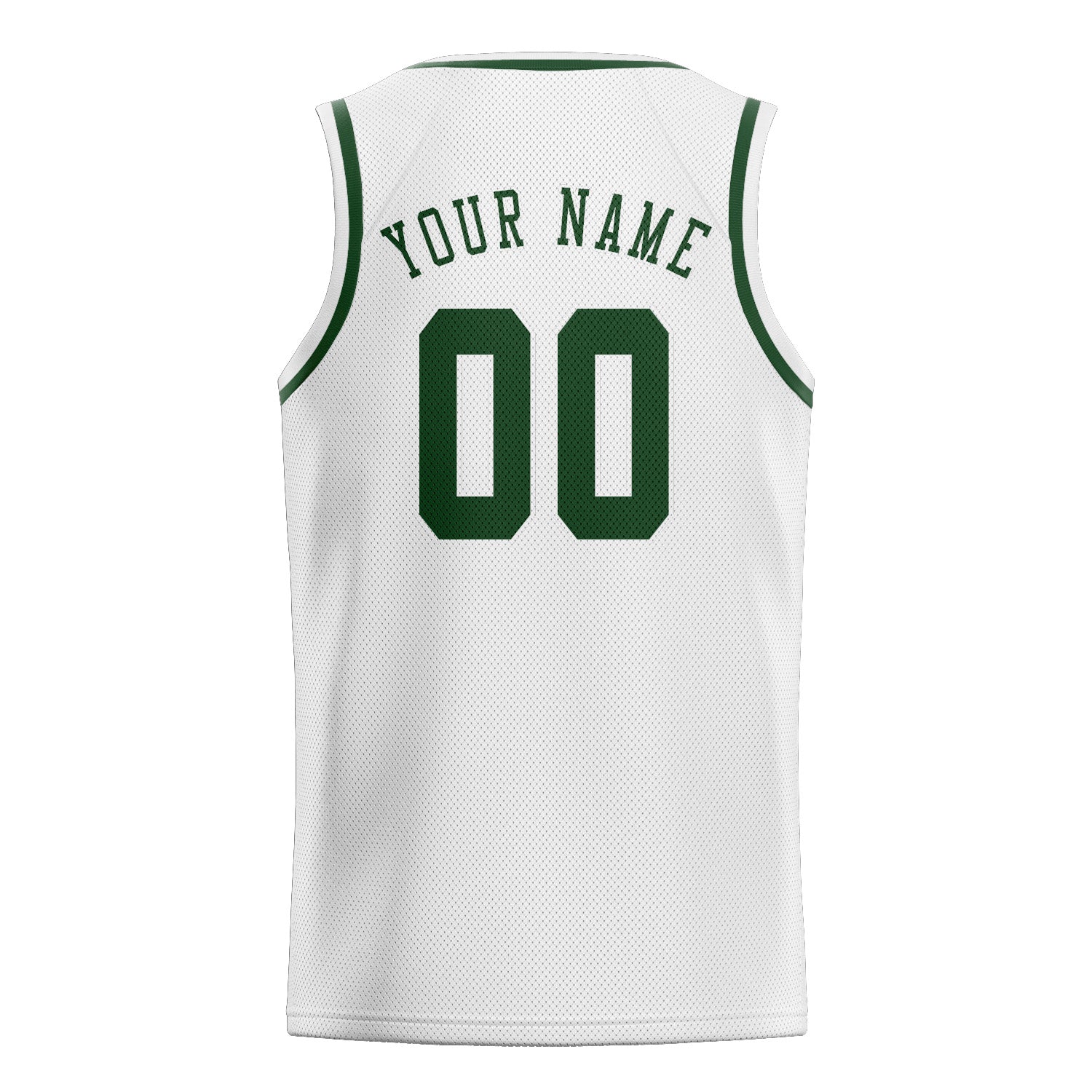 Custom White Dark Green Basketball Jersey